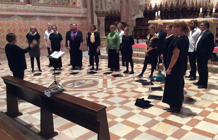 The choir rehearsing in the basilica